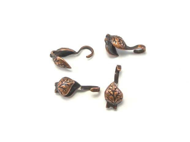 Cupa nod frunza, finisaj cupru antichizat, 10x4 mm – 2 buc (cod 12-10)