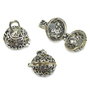 Pandantiv tip locket, sfera 18 mm, argintiu antichizat si auriu (cod 11-8)