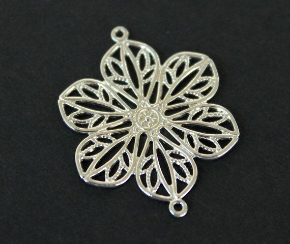 1b Link filigranat placat argint '' floare '' 26 x 22 mm