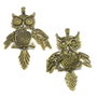 Pandantiv bufnita, finisaj bronz, 78x30 mm (cod 11-19)