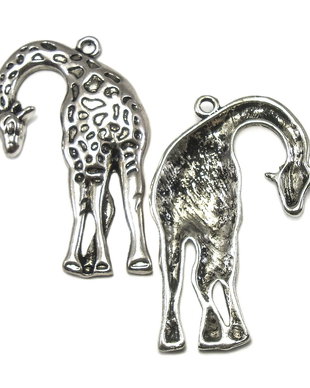 Pandantiv girafa, argintiu antichizat, 43x30 mm (cod 11-26)