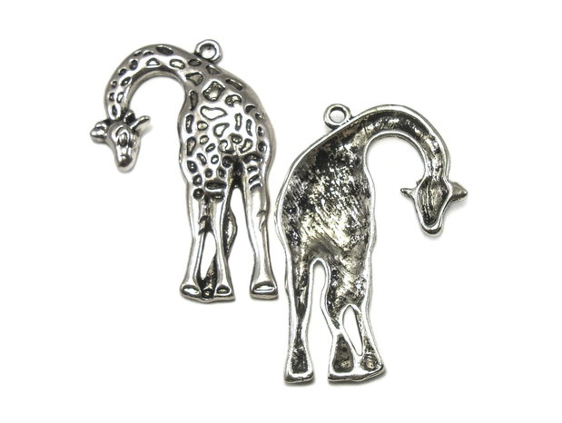 Pandantiv girafa, argintiu antichizat, 43x30 mm (cod 11-26)