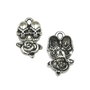 Pandantiv cranii si trandafir, argintiu antichizat, 35x21 mm (cod 11-31)