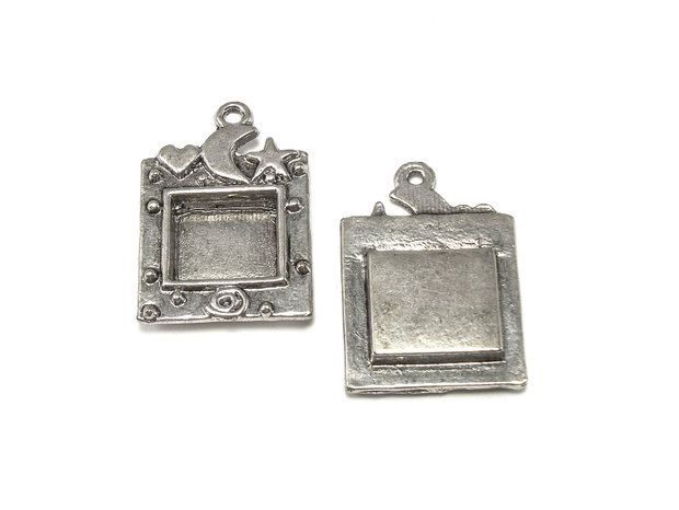 Pandantiv rama, argintiu antichizat, 35x24 mm (cod 11-35)