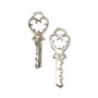 Pandantiv cheie, argintiu antichizat, 37x13 mm (cod 11-53)