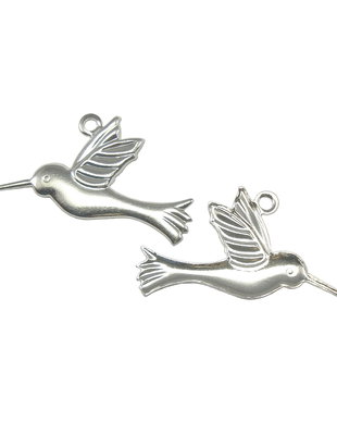 Charm colibri, placat cu argint, 25x19 mm (cod 9-9)