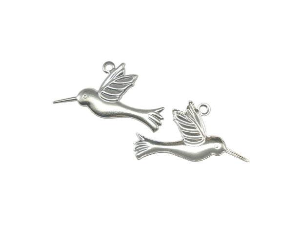 Charm colibri, placat cu argint, 25x19 mm (cod 9-9)
