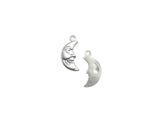 Charm semiluna, placat cu argint, 12,5x6 mm (cod 9-15)