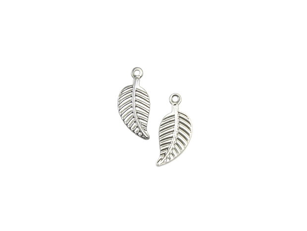 Charm frunza, placat cu argint, 14x6 mm (cod 9-18)