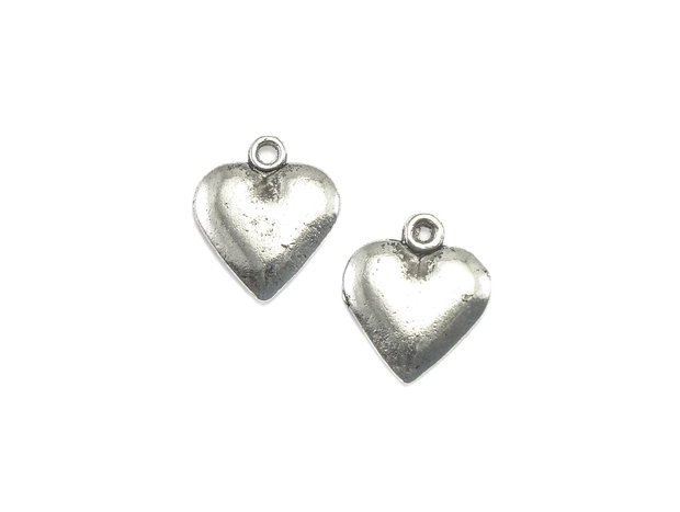 Charm inima, finisaj argintiu antichizat, 16x14 mm (cod 9-20)