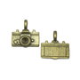Charm aparat foto, finisaj bronz, 21x21 mm (cod 9-37)