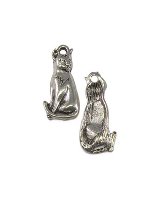 Charm pisica, argintiu antichizat, 23x10 mm (cod 9-47)