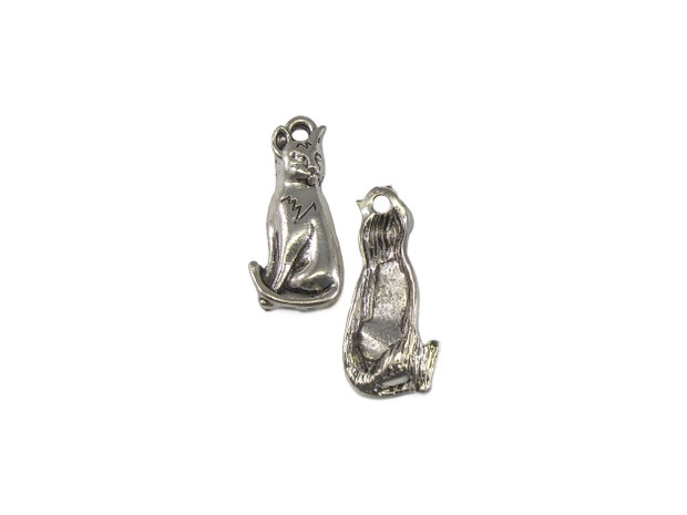 Charm pisica, argintiu antichizat, 23x10 mm (cod 9-47)