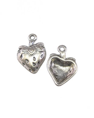 Charm capsuna, argintiu antichizat, 20x15 mm (cod 9-55)