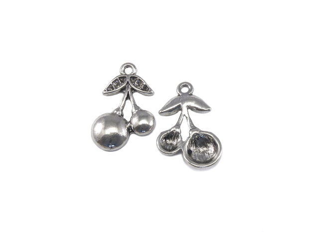 Charm cirese, argintiu antichizat, 23x15 mm (cod 9-56)
