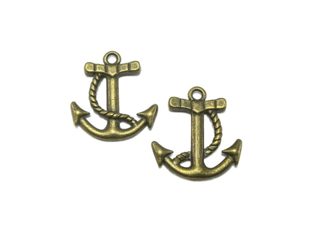 Charm ancora, finisaj bronz, 22x21 mm (cod 9-57)