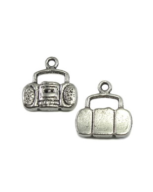 Charm casetofon, argintiu antichizat, 15x15 mm (cod 9-71)
