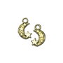 Charm semiluna cu stele, auriu antichizat, 20x13 mm (cod 9-83)