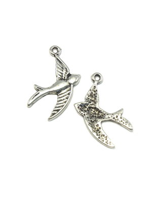 Charm pasăre, argintiu antichizat, 23x16 mm (cod 9-120)