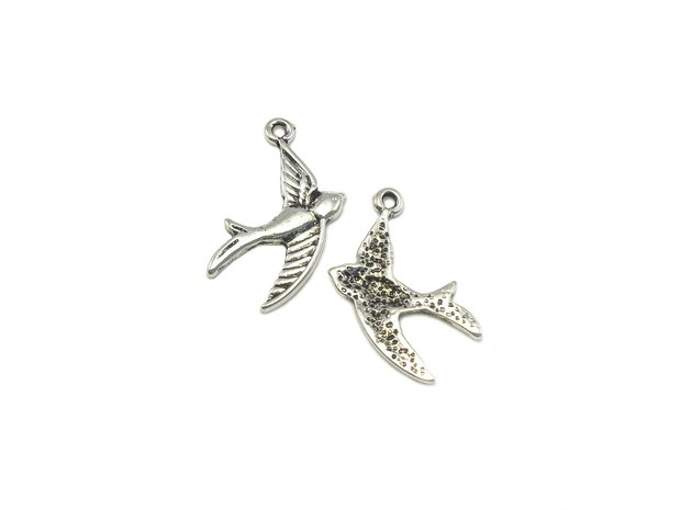 Charm pasăre, argintiu antichizat, 23x16 mm (cod 9-120)