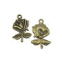 Charm trandafir, finisaj bronz, 26x17 mm (cod 9-127)