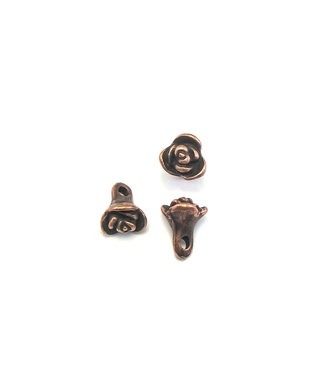 Charm trandafir, finisaj cupru antichizat, 8x6 mm (cod 9-128)