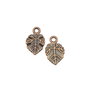 Charm frunza, finisaj cupru antichizat, 19x12 mm (cod 9-132)
