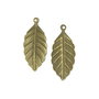 Charm frunza, finisaj bronz, 33x14 mm (cod 9-135)
