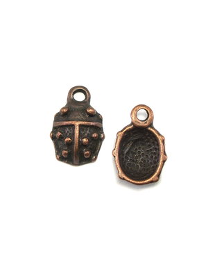Charm buburuza, finisaj cupru antichizat, 14x10 mm (cod 9-30)