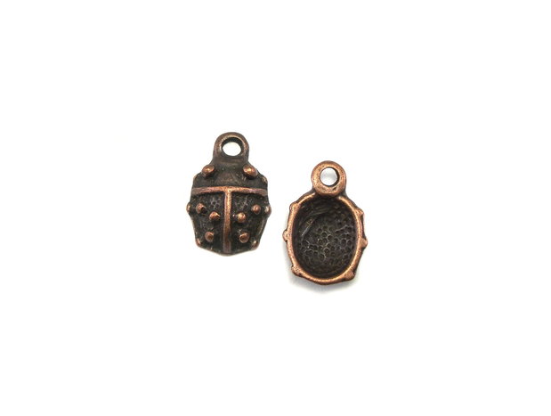 Charm buburuza, finisaj cupru antichizat, 14x10 mm (cod 9-30)