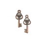 Charm cheie, finisaj cupru antichizat, 24x10 mm (cod 9-149)