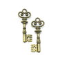 Charm cheie, finisaj bronz, 31x13 mm (cod 9-150)