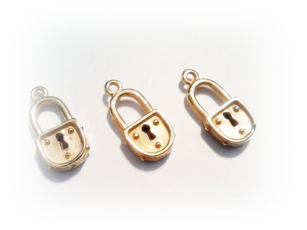 1b Charm placat cu aur '' Lacat '' 9 x 20 mm
