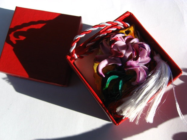 Trandafir Roz - Brosa pentru Martisor, Dragobete, Ziua Femeii, Sfantul Valentin
