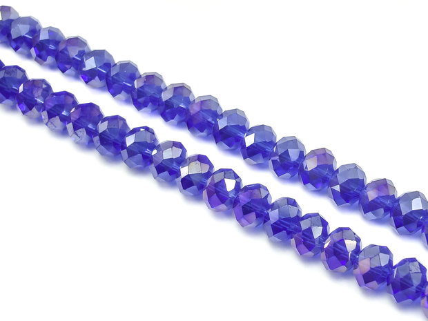 Cristale de sticla albastru cobalt, rondele fatetate, 8x6 mm (cod 19-5)