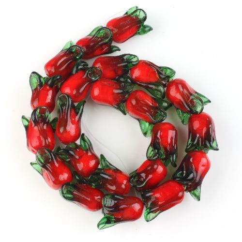 Lalele rosii, lampwork