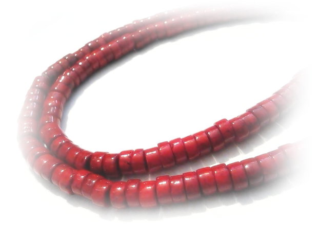 10b Marble dyed heishi red 2 x 4 mm