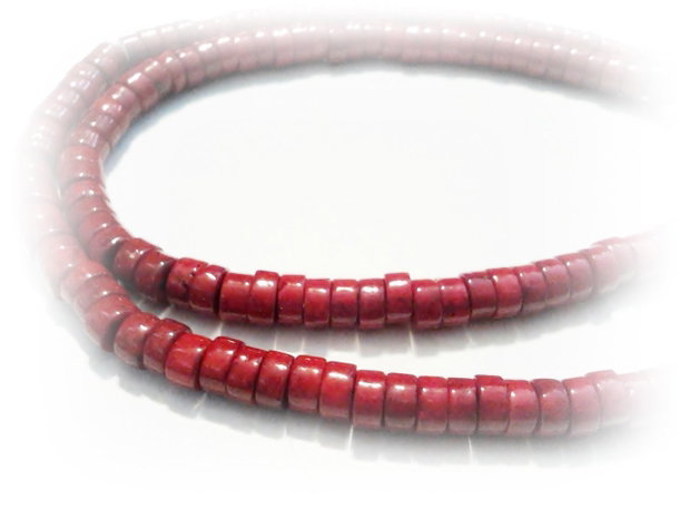 10b Marble dyed heishi red 2 x 4 mm