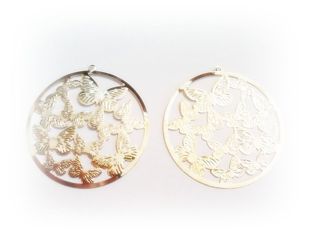 1b Pandantiv filigranat placat cu aur '' Fluturi '' 44 mm