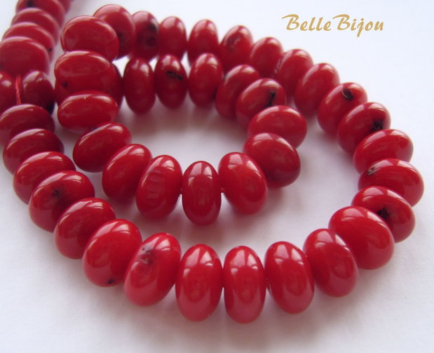 Rondele din coral rosu -inchis aprox 8.5x5 mm