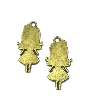 Charm fetita, finisaj bronz, 28x13 mm (cod 9-159)