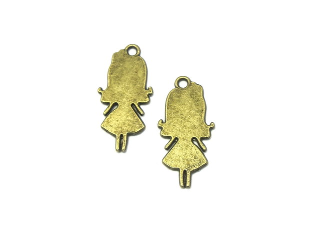 Charm fetita, finisaj bronz, 28x13 mm (cod 9-159)