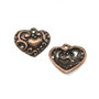 Charm inima, finisaj cupru antichizat, 21x18 mm (cod 9-172)