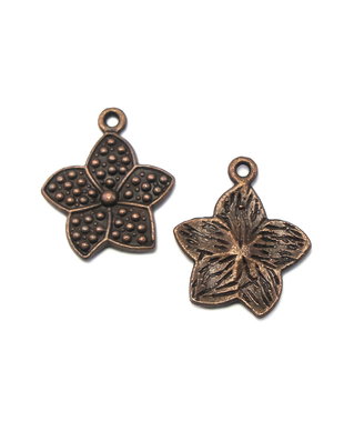 Charm floare, finisaj cupru antichizat, 22x18 mm (cod 9-180)