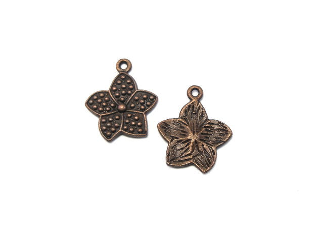 Charm floare, finisaj cupru antichizat, 22x18 mm (cod 9-180)