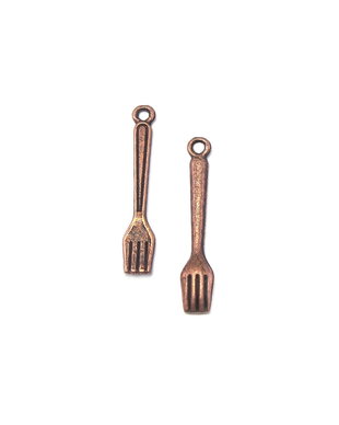 Charm furculita, finisaj cupru antichizat, 25x4 mm (cod 9-183)