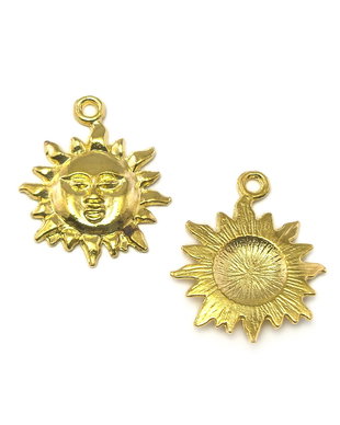 Charm soare, auriu, 23x19 mm (cod 9-192)