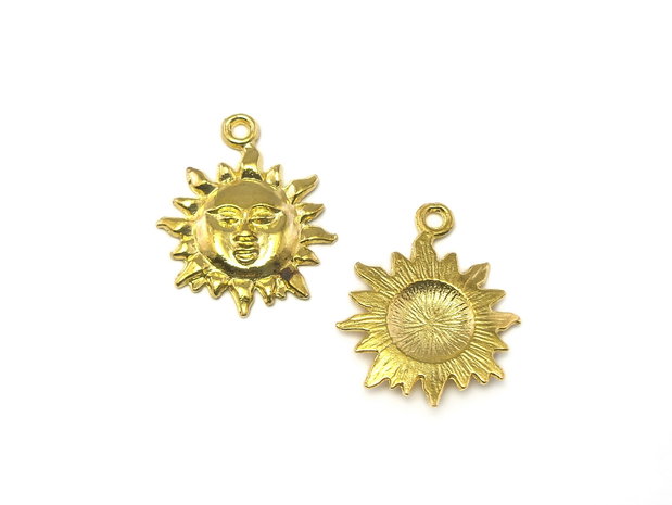 Charm soare, auriu, 23x19 mm (cod 9-192)