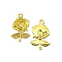 Charm trandafir, finisaj auriu, 26x17 mm (cod 9-193)