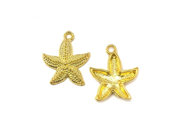 Charm stea de mare, finisaj auriu, 28x19 mm (cod 9-194)